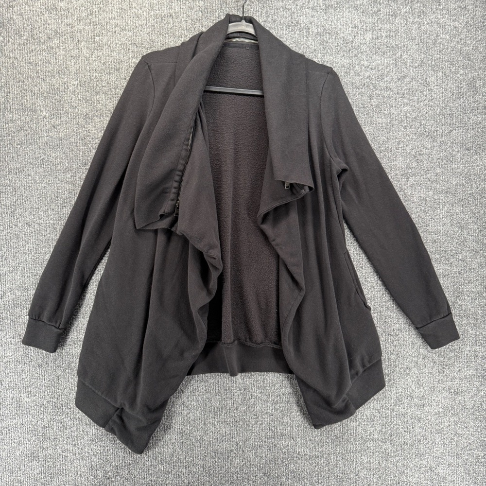 All Saints Cardigan Sweater Womens M Black Open Front Long Sleeve Old Money